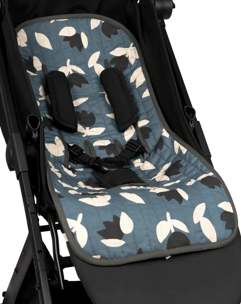 nobodinoz hyde park stroller pad blue black tulips