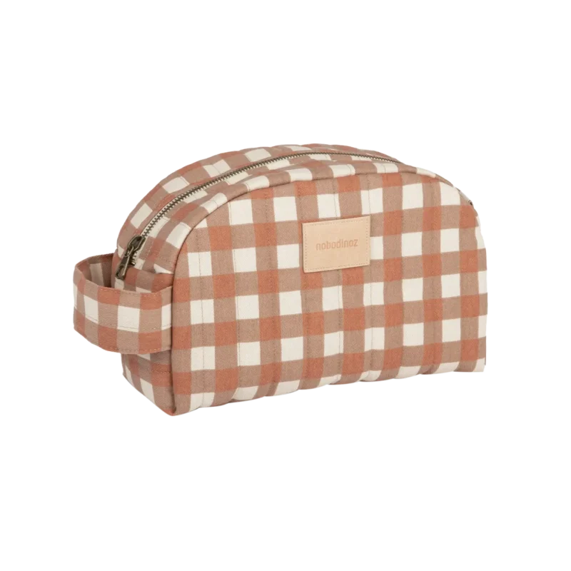 nobodinoz hyde park vanity case terracotta checks