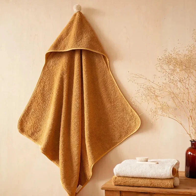 nobodinoz soft baby bath cape caramel