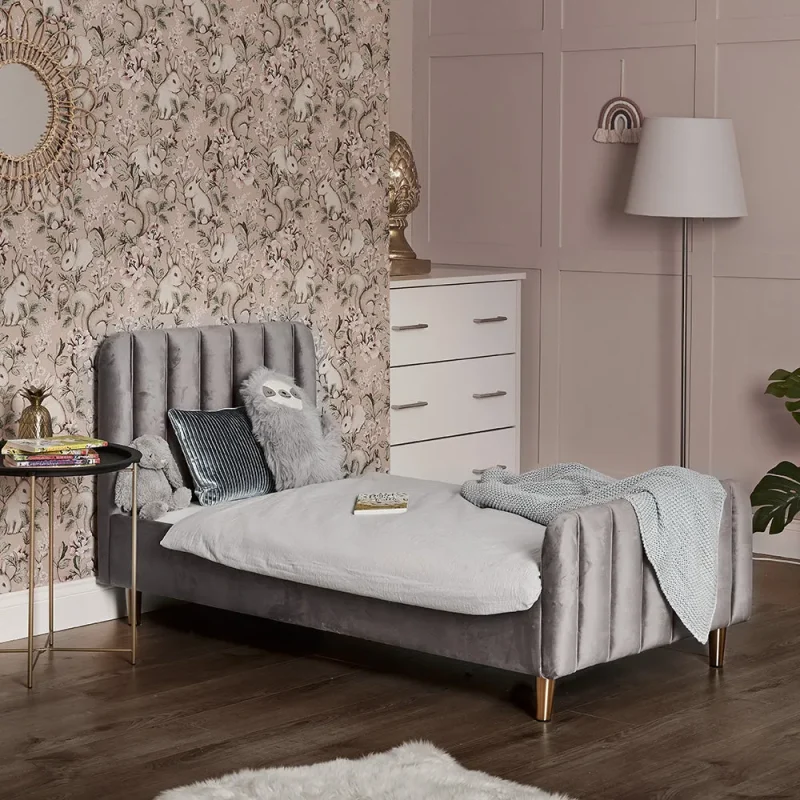 obaby gatsby velvet grey single bed