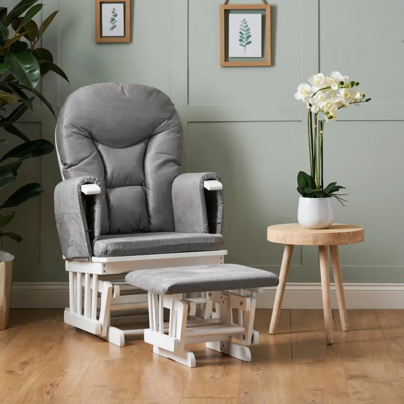 obaby grey reclining glider chair stool