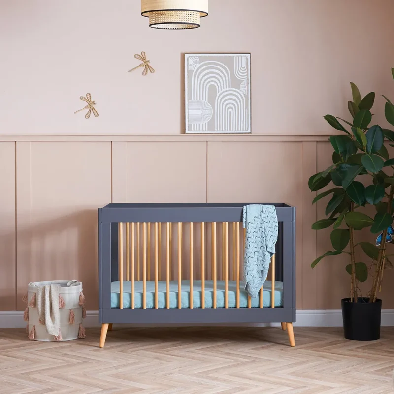 obaby maya mini cot bed slate and natural finish