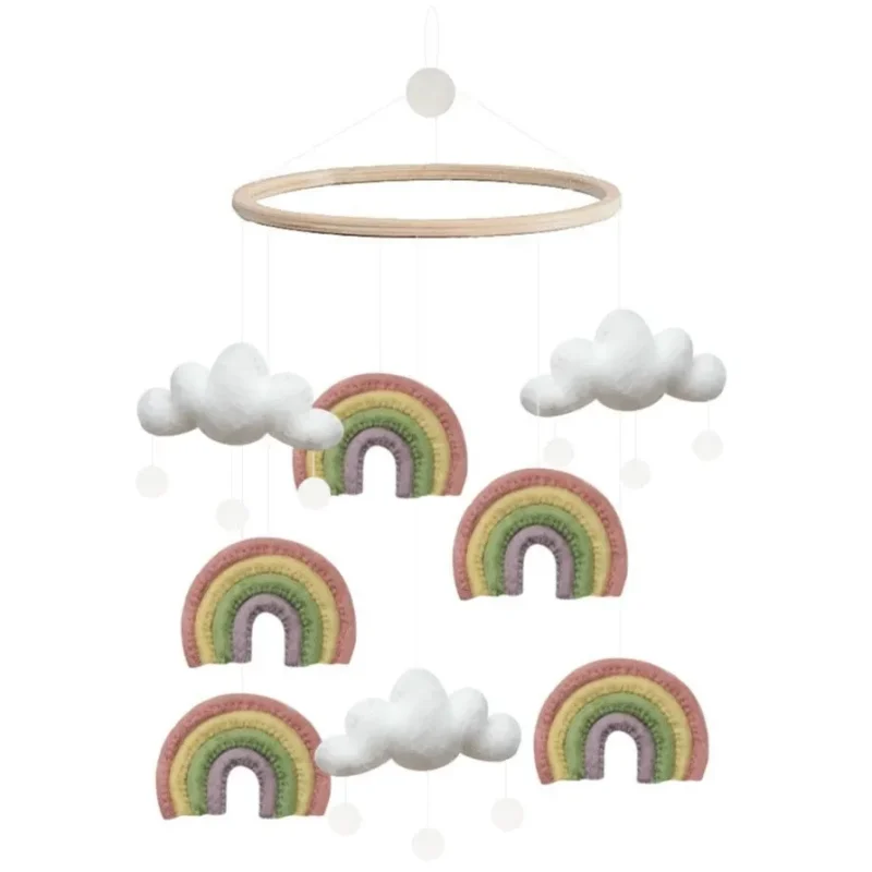 pastel rainbow baby cot mobile soft gamcha design