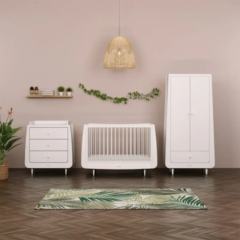 snuz 3 piece skandi white nursery set cot bed changing unit wardrobe