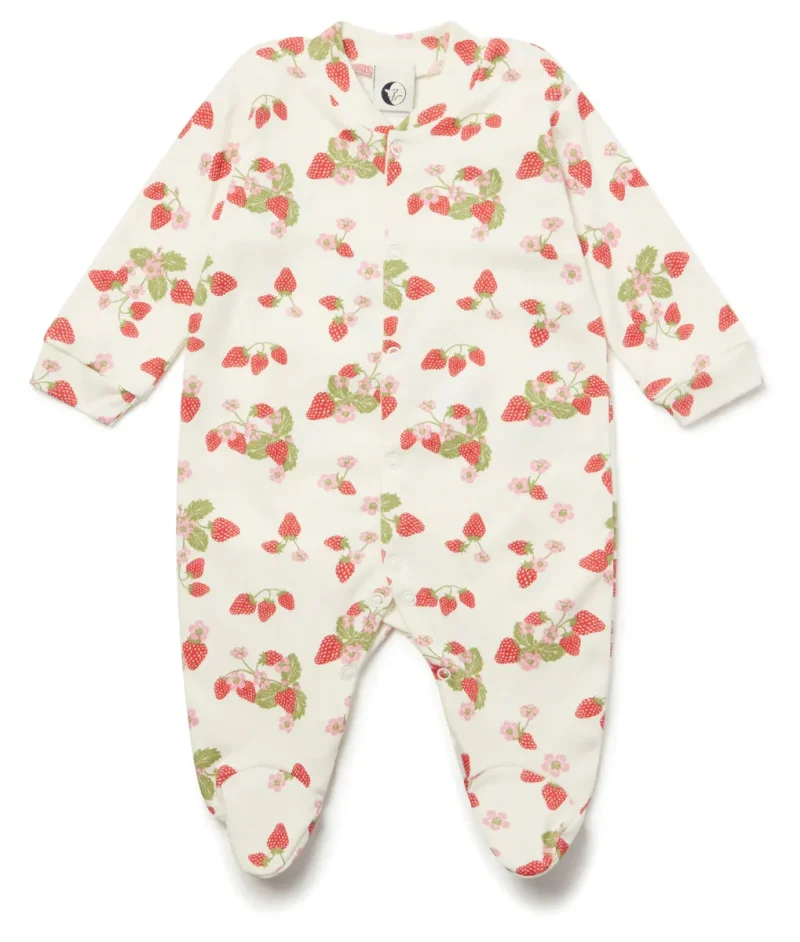 strawberry baby sleepsuit by sleepy doe soft cozy