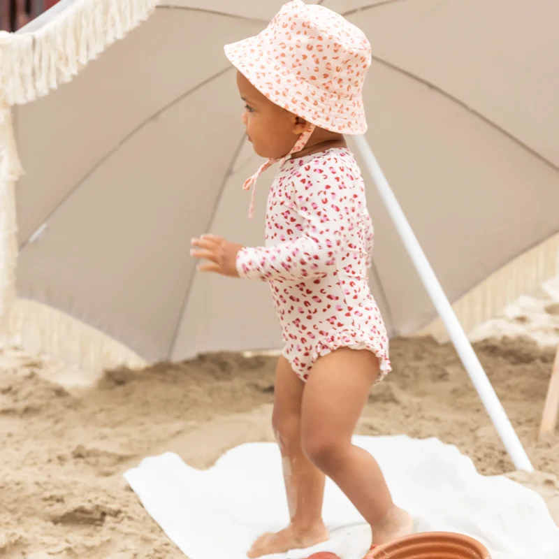 uv sun hat with pink leopard print essential swimwear accessory