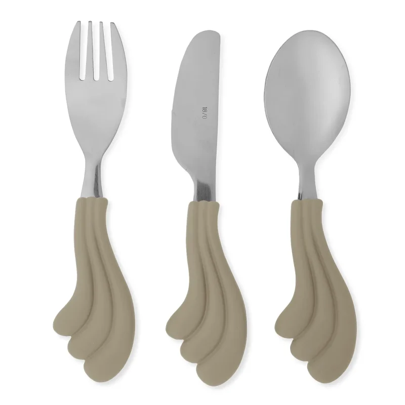 wave cutlery set 3 piece laurel oak by konges slojd