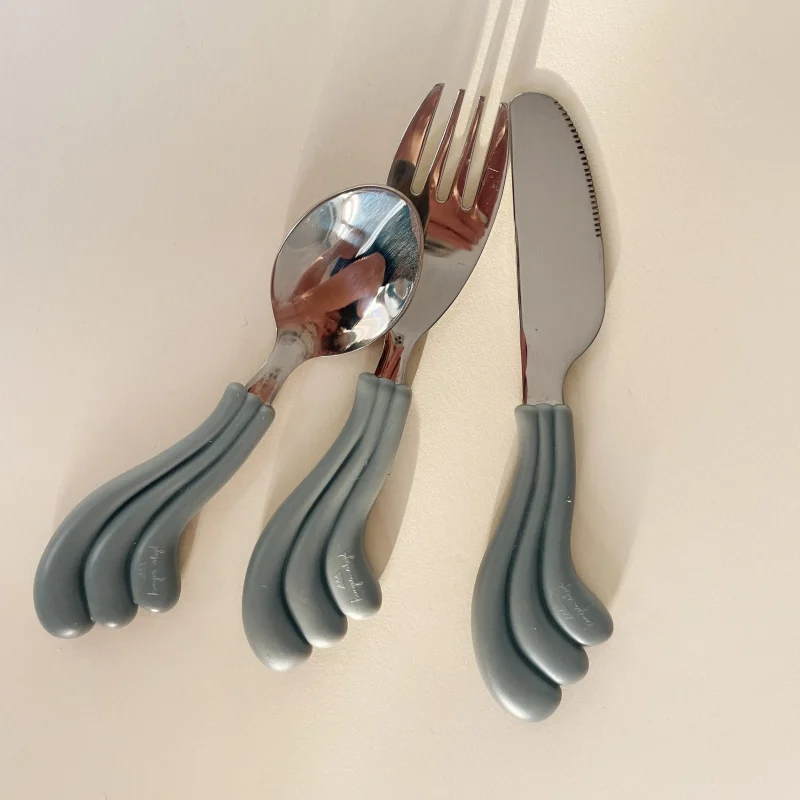 wave cutlery set 3 piece whale design by konges slojd scaled